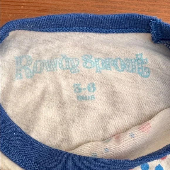 Rowdy Sprout Rebel Rebel Blue and Cream Bodysuit size 3-6 months - Picture 2 of 3